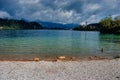 The beautiful mountain setting of Lake Bled