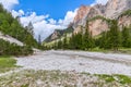 Beautiful mountain stream on a summer sunny day in the Italian Dolomites Royalty Free Stock Photo