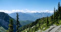 Beautiful mountain summer landscape. Valley surrounded by mountains with coniferous forest.  Garibaldi provincial park near Royalty Free Stock Photo