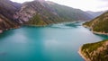 Beautiful mountain turquoise color lake Karasuu in Tian-Shan, Kyrgyzstan