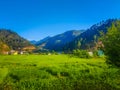 Beautiful Mountain valley greenery feild view Royalty Free Stock Photo
