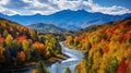 Beautiful mountain view with autumn foliage and reflections on lake Royalty Free Stock Photo