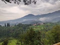 Beautiful mountain view from a cafe in the city of Pasuruan, East Java, Indonesia