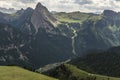 Beautiful mountain view with Canazei town down below. Doomity. I Royalty Free Stock Photo