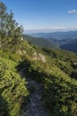 Beautiful mountain view from the entrances on the path to the Kozya Stena hut. The Troyan Balkan is exceptionally picturesque and