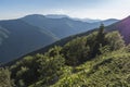 Beautiful mountain view from the entrances on the path to the Kozya Stena hut. The Troyan Balkan is exceptionally picturesque and