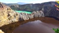 Beautiful mountain view three colored lake of Kelimutu Mountain