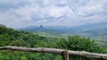 Beautiful mountain views with a background of blue sky and green forests in Jonggol Bogor Indonesia