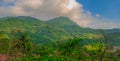 beautiful mountain views, green and beautiful with cool air, cloudy skies