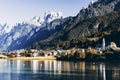 .Beautiful mountain village landscape at autumn season Royalty Free Stock Photo