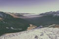 Beautiful mountain winter sunset landscape with panoramic view, Alps, Hohe Tauern national park, Austria Royalty Free Stock Photo