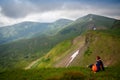 Beautiful mountains and blue sky in the Carpathians. Ukraine