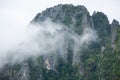 Beautiful mountains with gently mist, hard and tender. Scenery tropical mountains. Winter season. Soft sunlight. White background