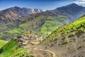 Azerbaijan village and mountains with snow