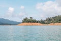 Beautiful mountains lake river sky and natural attractions in Cheow Lan lake, Ratchaprapha Dam,Beautiful mountains lake river sky