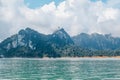 Beautiful mountains lake river sky and natural attractions in Cheow Lan lake, Ratchaprapha Dam,Beautiful mountains lake river sky