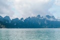 Beautiful mountains lake river sky and natural attractions in Cheow Lan lake, Ratchaprapha Dam,Beautiful mountains lake river sky