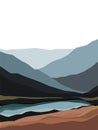 Beautiful mountains landscap with the river . picture illustration