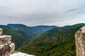 Beautiful mountains landscape from the top of the hill with fog Royalty Free Stock Photo