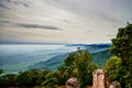 Beautiful mountains landscape from the top of the hill with fog Royalty Free Stock Photo