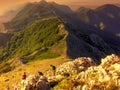 People hiking in Rumija moutains Royalty Free Stock Photo