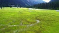 Beautiful mountains with a winding river flowing in the mountains of Kyrgyzstan