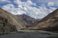 Beautiful mountains and winding streams under the blue sky and white clouds