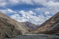 Beautiful mountains and winding streams under the blue sky and white clouds