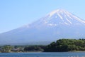 Beautiful Mt.Fuji mountain with clear blue sky from Lake Yamanakako Royalty Free Stock Photo