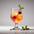 Beautiful multi-colored cocktail in a glass or glass on a white background