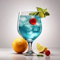 Beautiful multi-colored cocktail in a glass or glass on a white background