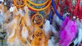 Beautiful multi-colored feather pendants,