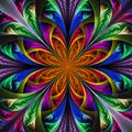 Beautiful multicolor fractal flower. Computer generated graphics