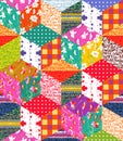 Beautiful multicolor patchwork blanket. Handmade carpet.