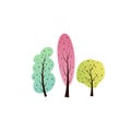 Beautiful multicolored cartoon trees. Children\'s illustration Royalty Free Stock Photo