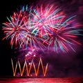 Beautiful multicolored fireworks against a night sky