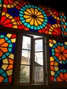 Beautiful multicolored mosaic window in Tbilisi Royalty Free Stock Photo