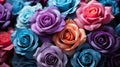 Beautiful multicolored roses pattern background. Generative AI.