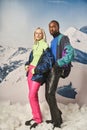 beautiful multicultural couple in trendy vibrant