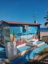 beautiful mural on the Malagueta beach of the Spanish city of Malaga on a summer