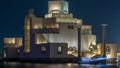 Beautiful Museum of Islamic Art night timelapse in Doha, Qatar.