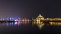 Beautiful Museum of Islamic Art night timelapse in Doha, Qatar. Royalty Free Stock Photo