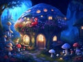 Beautiful mushroom cottage garden and home