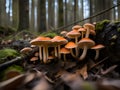 beautiful mushroom on moss in forest