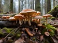 beautiful mushroom on moss in forest