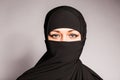 Beautiful Muslim girl wearing burqa closeup Royalty Free Stock Photo