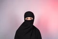 Beautiful Muslim girl wearing burqa closeup Royalty Free Stock Photo