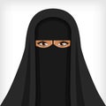 Beautiful muslim woman in black niqab