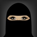 Beautiful Muslim woman face in hijab close-up on a full frame, horizontal, vector