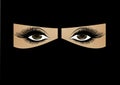 Beautiful Muslim woman face in hijab close-up on a full frame, horizontal, vector